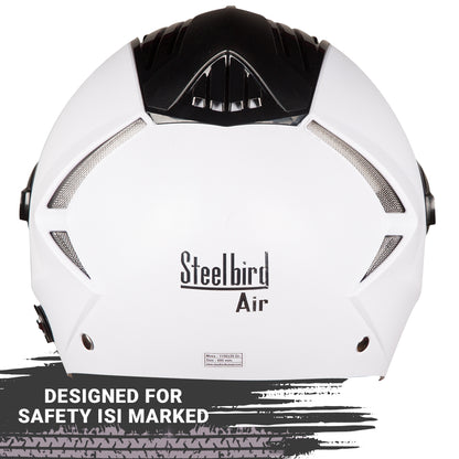 Steelbird SBA-3 R2K Classic ISI Certified Open Face Helmet for Men and Women (White with Clear Visor)