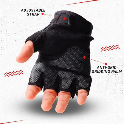 Refurbished Steelbird Half Finger Bike Riding Gloves, Protective Off-Road Motorbike Racing