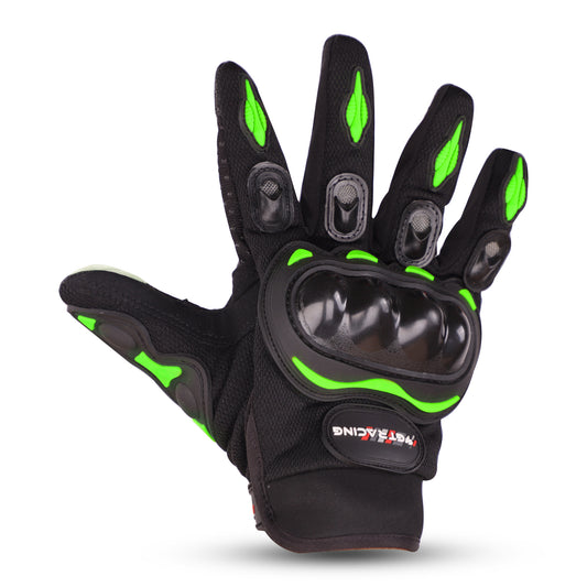 Refurbished Steelbird GT-01 Full Finger Bike Riding Gloves with Touch Screen Sensitivity at Thumb and Index Finger, Protective Off-Road Motorbike Racing (Green)