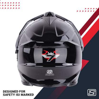 Steelbird GT Off Road ISI Certified Motocross Double Visor Full Face Helmet Outer Clear Visor and Inner Smoke Sun Shield (Glossy Black)