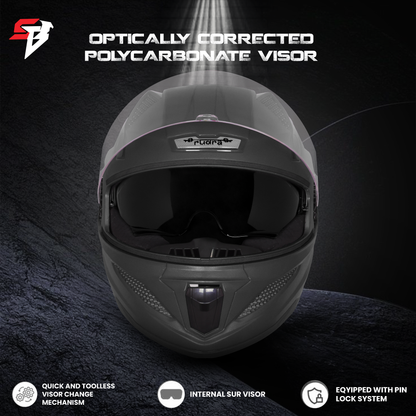 Steelbird SBH-25 Rudra ISI Certified Full Face Helmet for Men and Women with Inner Smoke Sun Shield (Glossy Black)