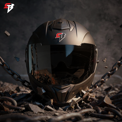 Steelbird Fighter ECE 22.06 SB-120 Gen-Z Helmet with Pinlock-30 | Inner Sun Shield | Extra Chrome and Smoke Visor | Glossy Black