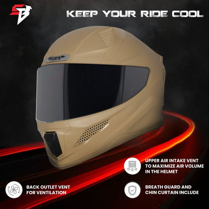 Steelbird SBH-25 Rudra ISI Certified Full Face Helmet for Men and Women (Dashing Desert Storm With Smoke Visor)