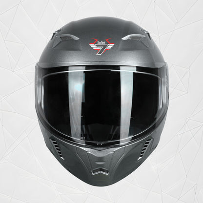 Steelbird SBA-20 7Wings ISI Certified Flip-Up Helmet with Black Spoiler for Men and Women with Inner Smoke Sun Shield (Glossy Silver)