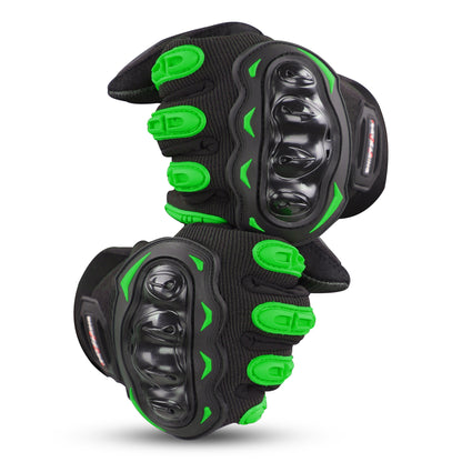 Refurbished Steelbird GT-17 Full Finger Bike Riding Gloves with Touch Screen Sensitivity at Thumb and Index Finger, Protective Off-Road Motorbike Racing (Green)