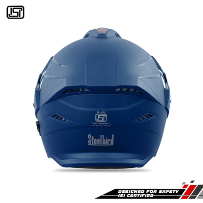 Steelbird SBH-23 GT Plus Open Face ISI Certified Helmet with Inner Sun Shield (Dashing Blue)