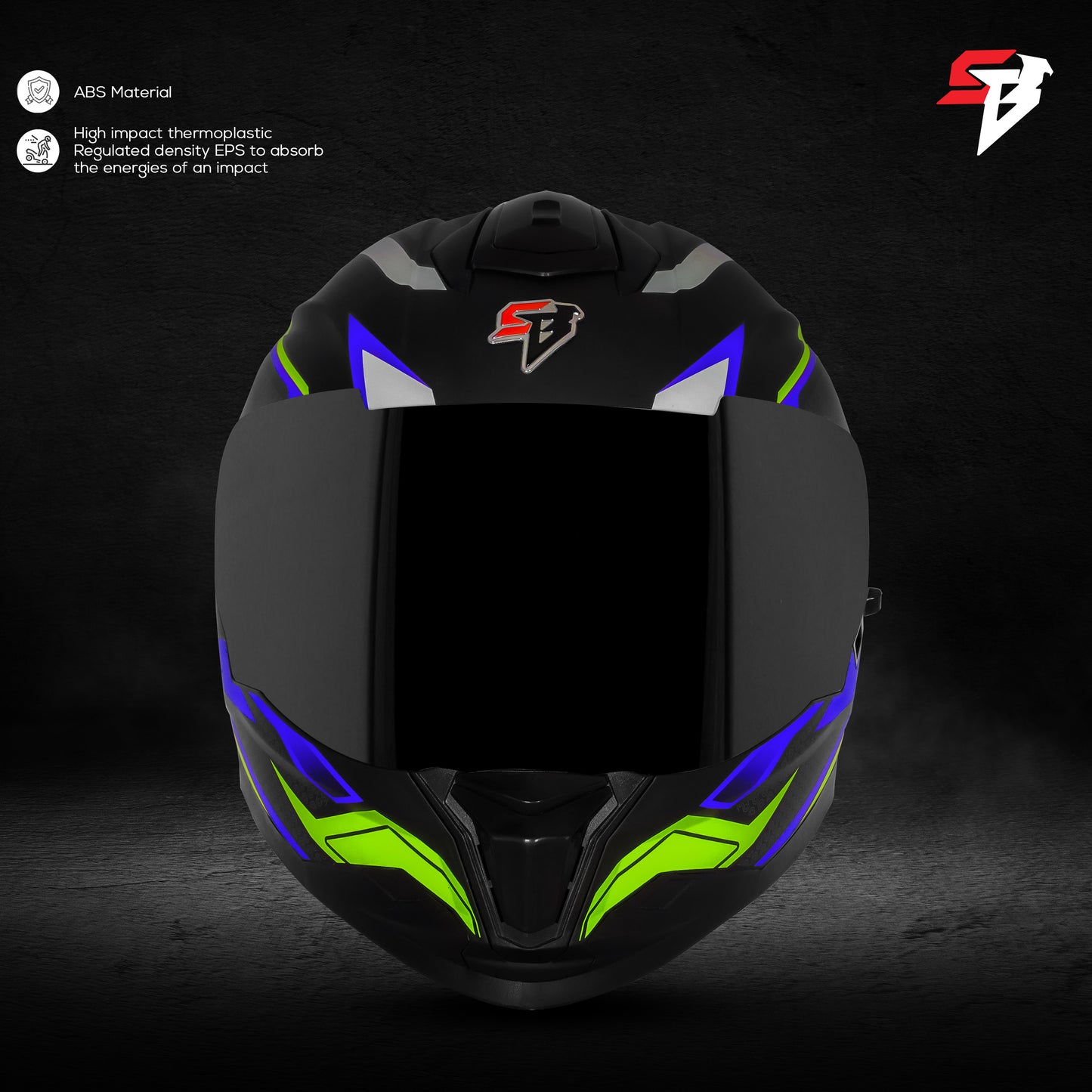 Steelbird SBH-57 Fighter F7 ISI and DOT Certified Full Face Graphic Helmet for Men and Women with Inner Silver Sun Shield (Glossy Black Blue)