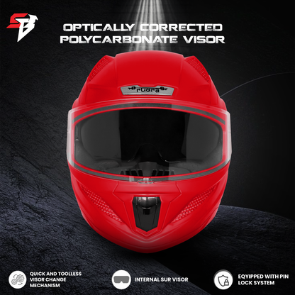 Steelbird SBH-25 Rudra ISI Certified Full Face Helmet for Men and Women with Inner Smoke Sun Shield (Glossy Cherry Red)