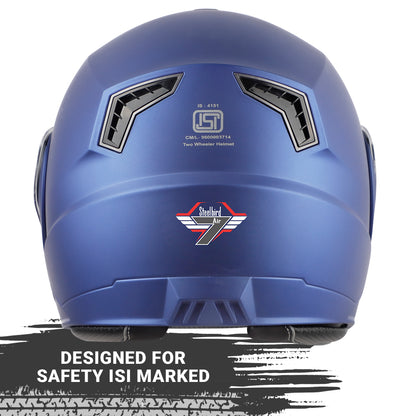 Steelbird SBA-7 7Wings ISI Certified Flip-Up Helmet for Men and Women with Inner Smoke Sun Shield (Dashing Blue)