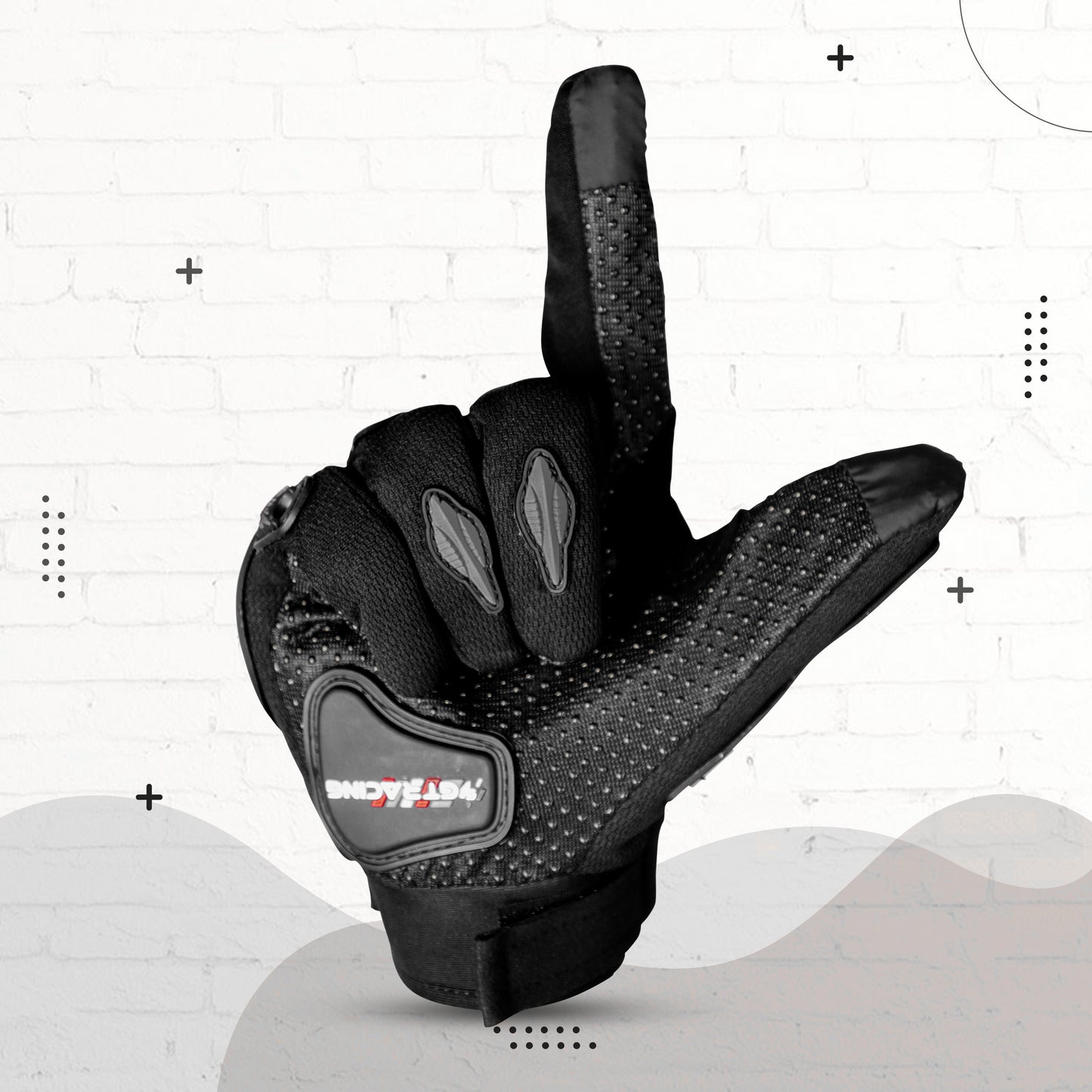 Refurbished Steelbird Experience 1.0 Reflective Full Finger Bike Riding Gloves with Touch Screen Sensitivity at Thumb and Index Finger, Protective Off-Road Motorbike Racing (Black Grey)