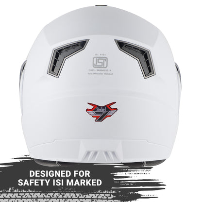 Steelbird SBA-7 7Wings ISI Certified Flip-Up Helmet for Men and Women with Inner Smoke Sun Shield (Dashing White)