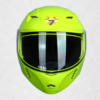 Steelbird SBA-20 7Wings ISI Certified Flip-Up Helmet with Black Spoiler for Men and Women (Glossy Fluo Neon with Clear Visor)