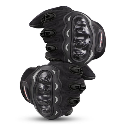 Refurbished Steelbird GT-17 Full Finger Bike Riding Gloves with Touch Screen Sensitivity at Thumb and Index Finger, Protective Off-Road Motorbike Racing (Black)