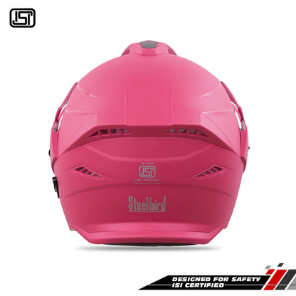 Steelbird SBH-23 GT Plus Open Face ISI Certified Helmet for Men and Women with Inner Sun Shield (Dashing Pink)