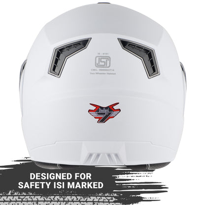 Steelbird SBA-7 7Wings ISI Certified Flip-Up Helmet for Men and Women ( Dashing White with Clear Visor)