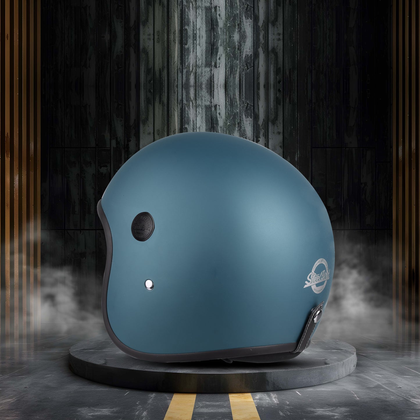 Steelbird SBH-55 Retro ISI Certified Open Face Helmet for Men and Women (Matt Squadron Blue)