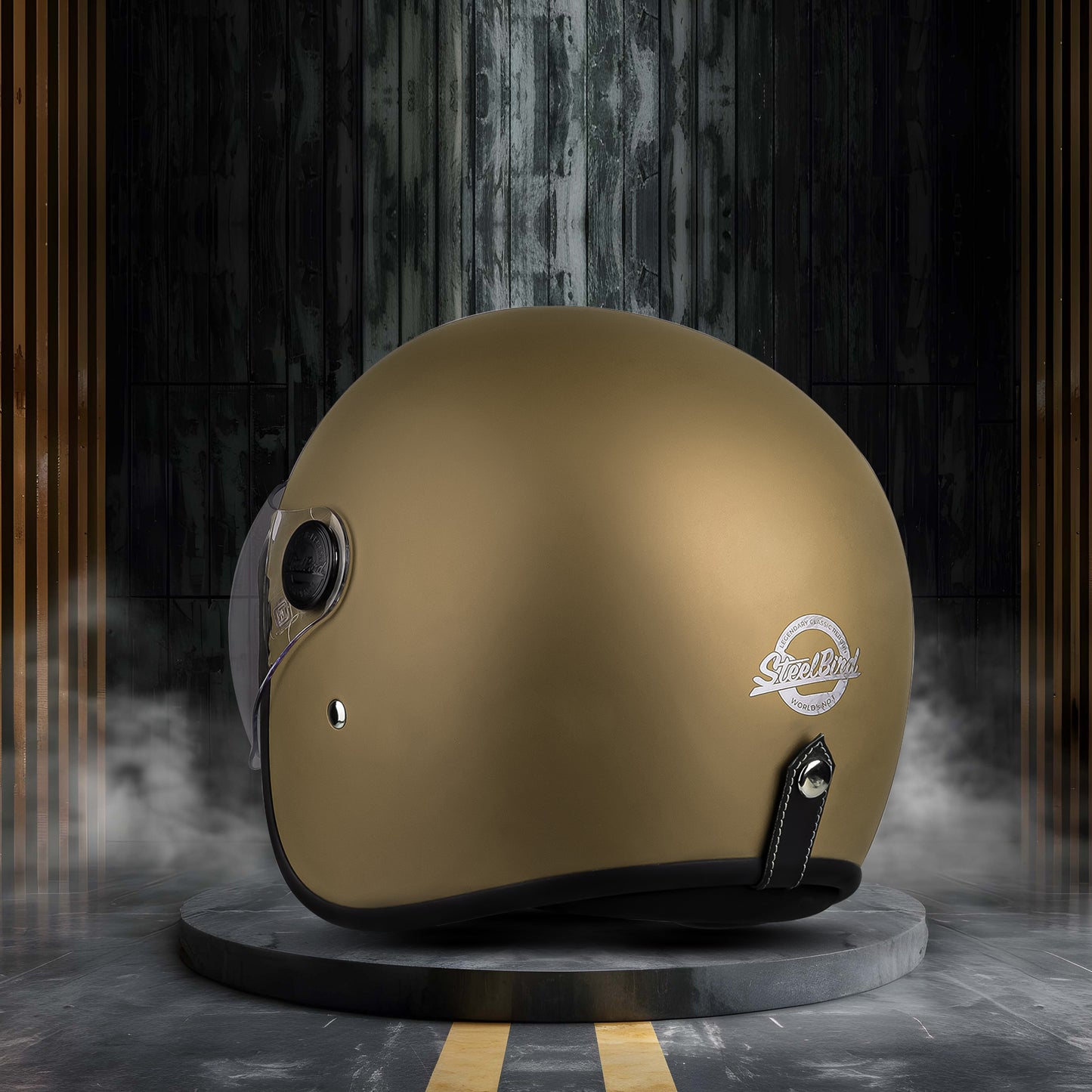 Steelbird SBH-54 Retro ISI Certified Open Face Helmet for Men and Women (Matt Desert storm)