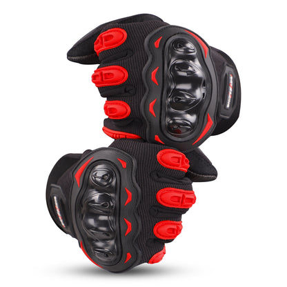 Refurbished Steelbird GT-17 Full Finger Bike Riding Gloves with Touch Screen Sensitivity at Thumb and Index Finger, Protective Off-Road Motorbike Racing (Red)