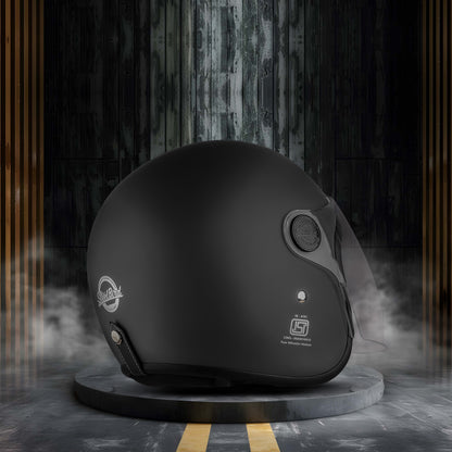 Steelbird SBH-56 Retro ISI Certified Open Face Helmet for Men and Women (Matt Honda Grey)