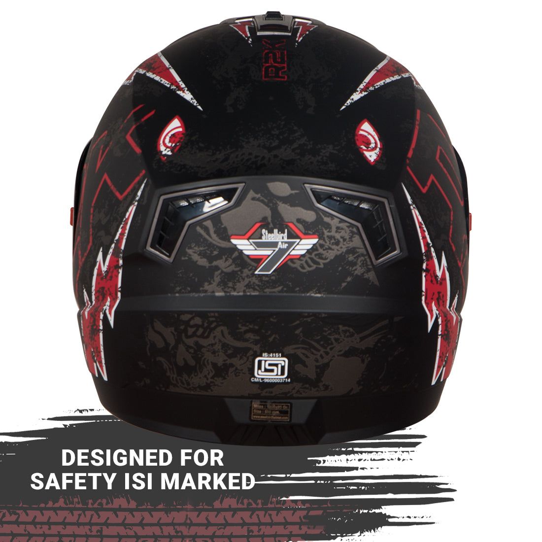 Steelbird SBA-1 R2K Live ISI Certified Full Face Graphic Helmet Men and Women (Matt Black Red with Clear Visor)