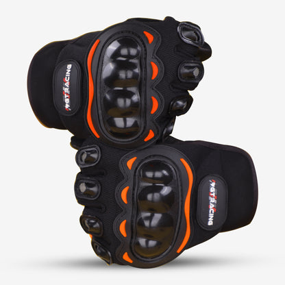 Refurbished Steelbird GT-01 Full Finger Bike Riding Gloves with Touch Screen Sensitivity at Thumb and Index Finger, Protective Off-Road Motorbike Racing (Orange)