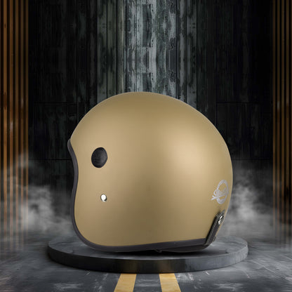Steelbird SBH-55 Retro ISI Certified Open Face Helmet for Men and Women (Matt Desert storm)