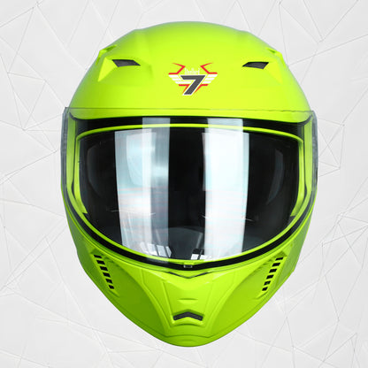 Steelbird SBA-20 7Wings ISI Certified Flip-Up Helmet with Black Spoiler for Men and Women with Inner Smoke Sun Shield (Glossy Fluo Neon)