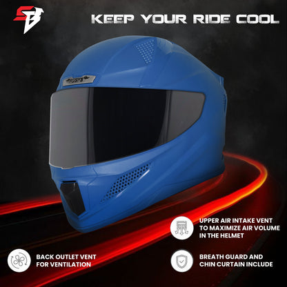 Steelbird SBH-25 Rudra ISI Certified Full Face Helmet for Men and Women (Glossy Y.Blue with Smoke Visor)