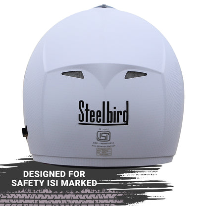 Steelbird Cyborg Double Visor Full Face Helmet, Inner Smoke Sun Shield and Outer Clear Visor (Dashing White)