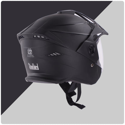 Steelbird SBH-23 Hunter ISI Certified Open Face Helmet for Men and Women (Dashing Black with Clear Visor)
