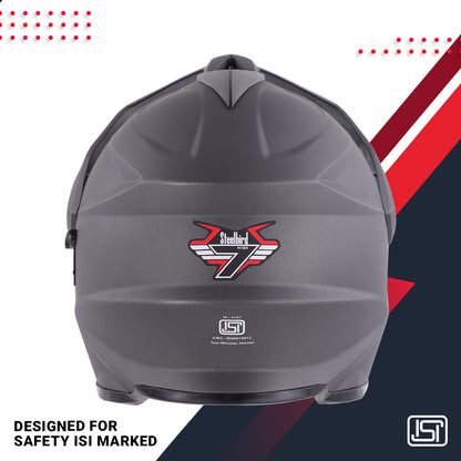 Steelbird GT Off Road ISI Certified Motocross Double Visor Full Face Helmet Outer Clear Visor and Inner Smoke Sun Shield (Matt Axis Grey)