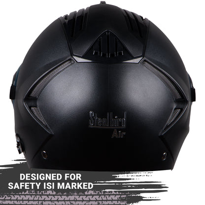 Steelbird SBA-3 R2K Classic ISI Certified Open Face Helmet for Men and Women (Black with Clear Visor)