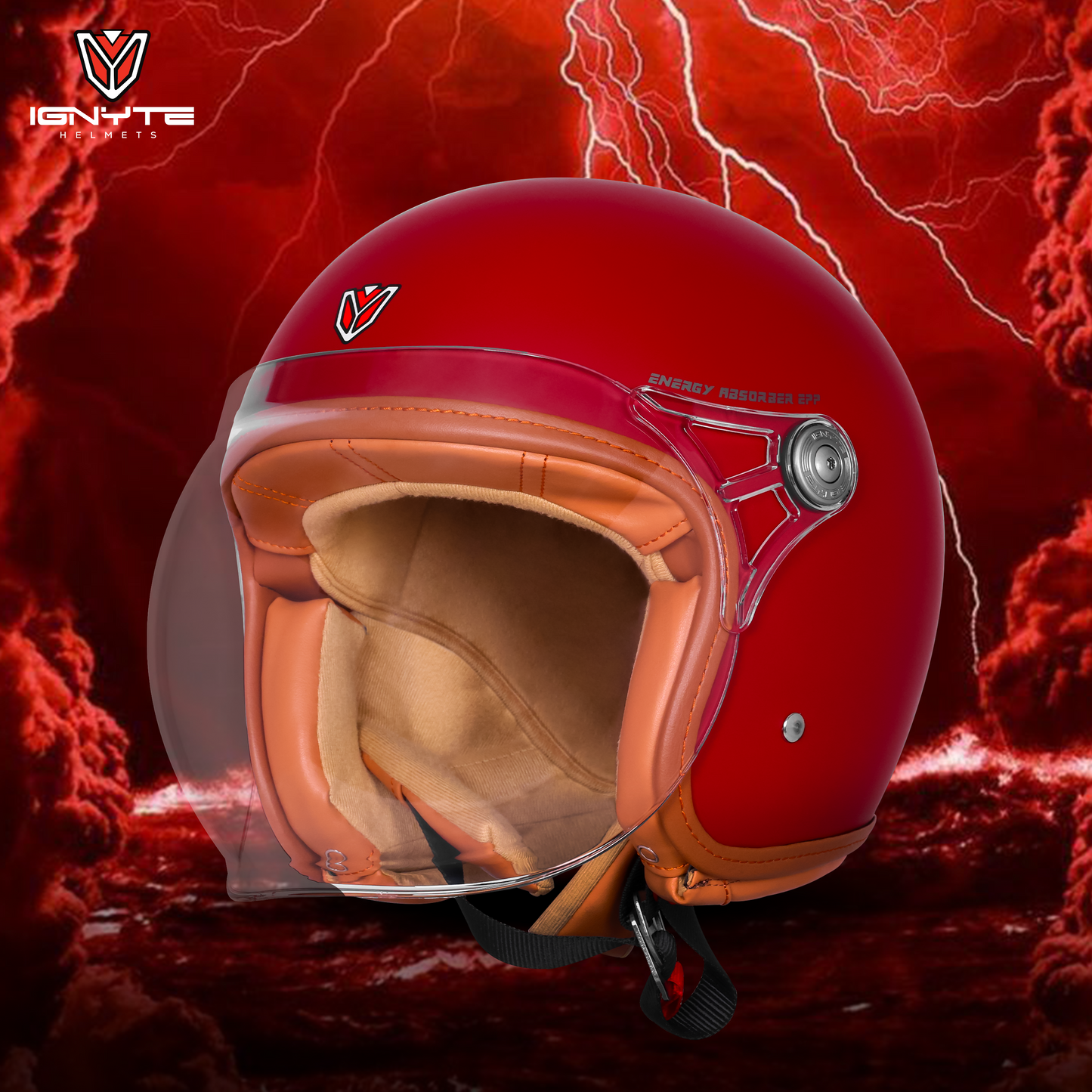 IGNYTE IGN-58 Solid ISI/DOT Certified Open Face Helmet for Men and Women (Glossy Dull Chestnut Red)