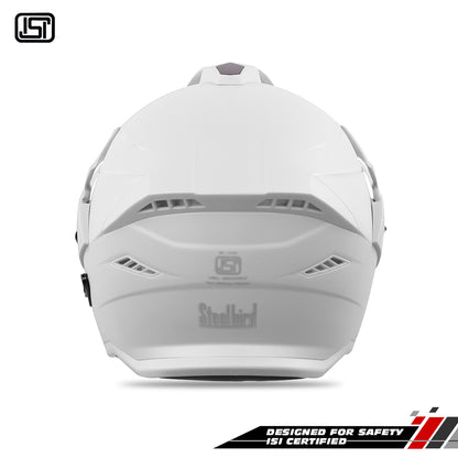 Steelbird SBH-23 GT Plus Open Face ISI Certified Helmet for Men and Women with Inner Sun Shield (Dashing White)