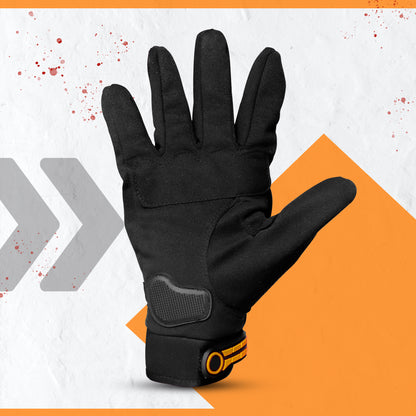 Steelbird Khardungla Full Finger Bike Riding Gloves with Touch Screen Sensitivity at Thumb and Index Finger, Protective Off-Road Motorbike Racing (Orange)