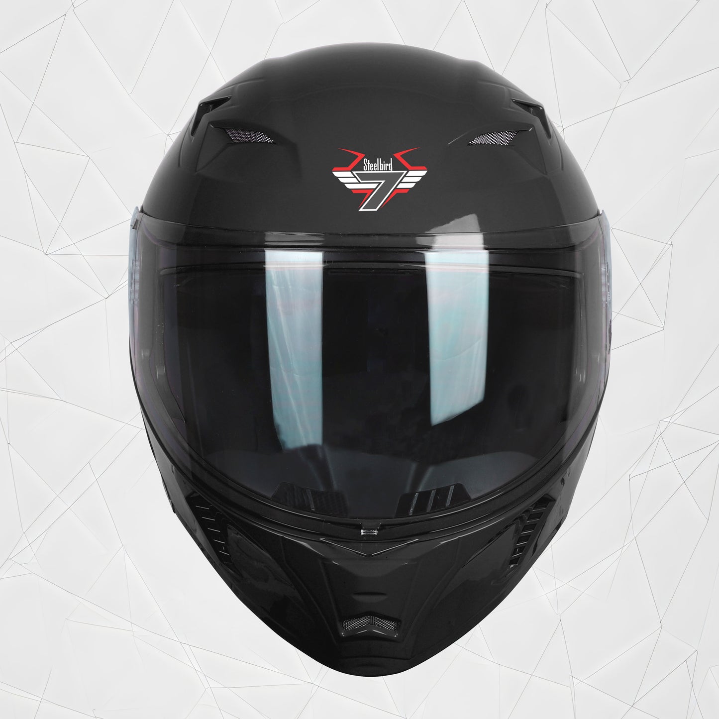 Steelbird SBA-20 7Wings ISI Certified Flip-Up Helmet with Black Spoiler for Men and Women (Glossy Black with Clear Visor)