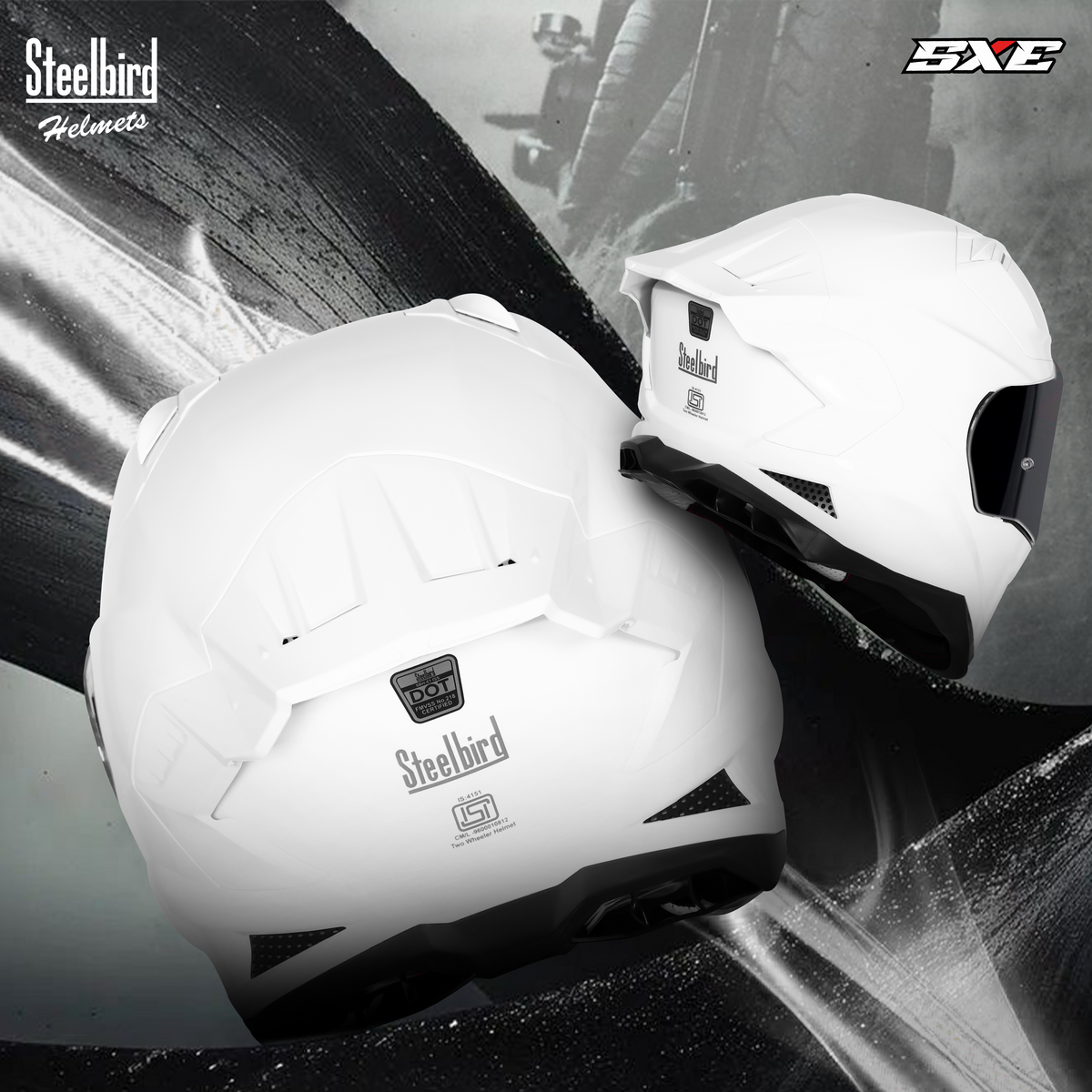 Steelbird SBH 61 Sxe Pinlock ISI and Dot Certified Full Face Motorbike Helmet (Glossy White with Smoke Visor)