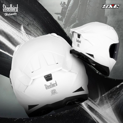 Steelbird SBH 61 Sxe Pinlock ISI and Dot Certified Full Face Motorbike Helmet (Glossy White with Smoke Visor)