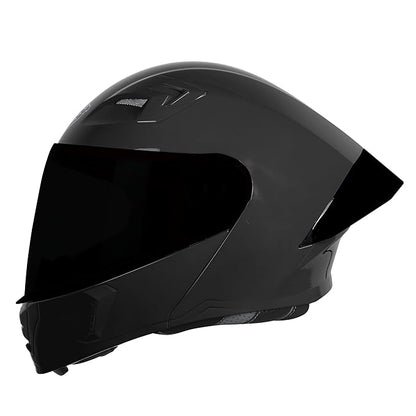 Steelbird SBA-20 7Wings ISI Certified Flip-Up Helmet with Black Spoiler for Men and Women with Inner Smoke Sun Shield (Glossy Black with Smoke Visor)