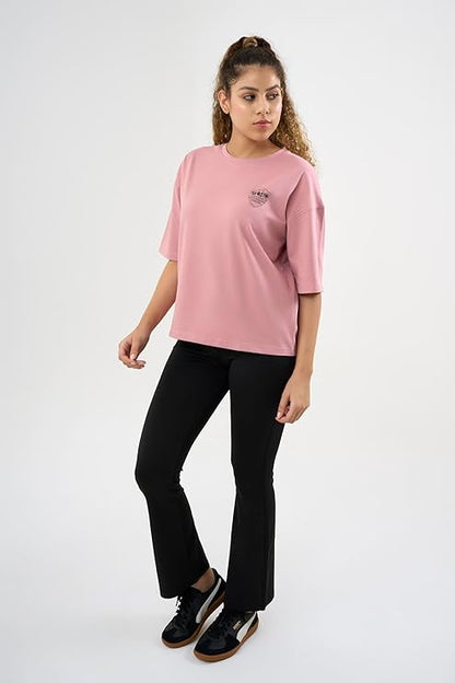 DCYPHR Discovery Women's Snow Leopard Graphic Tee- Dusk Pink