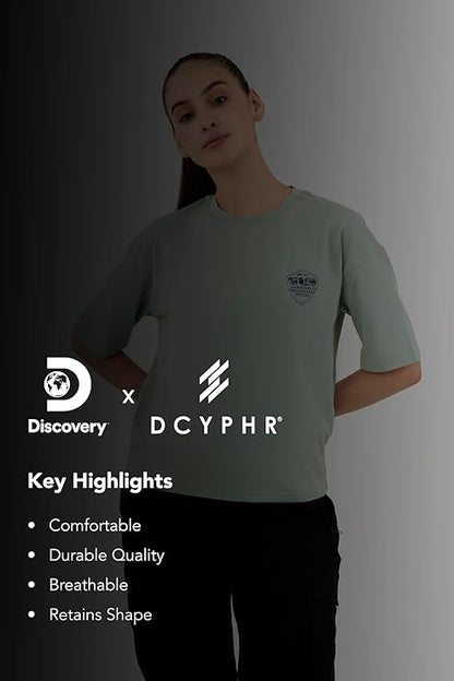DCYPHR Discovery Women's Blue Whale Graphic Tee- Ice Green