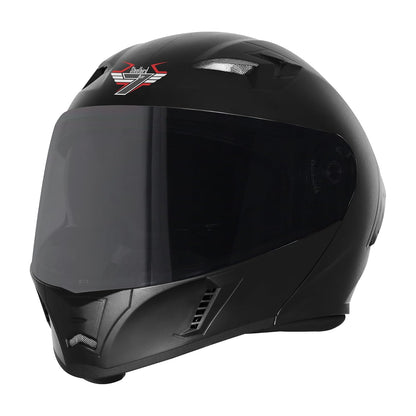 Steelbird SBA-15 7Wings Red Reflector ISI Certified Flip-Up Helmet for Men and Women with Inner Smoke Sun Shield (Dashing Black with Smoke Visor)
