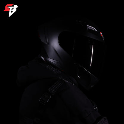 Steelbird SBA-11 Tornado ISI and DOT Certified Full Face Helmet for Men and Women with Inner Silver Sun Shield (Glossy Black with Smoke Visor)
