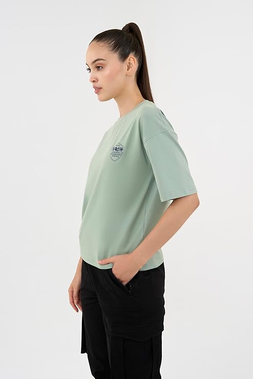 DCYPHR Discovery Women's Blue Whale Graphic Tee- Ice Green