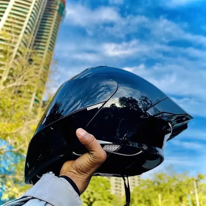 Steelbird SBA-20 7Wings ISI Certified Flip-Up Helmet with Black Spoiler for Men and Women with Inner Smoke Sun Shield (Glossy Black with Smoke Visor)
