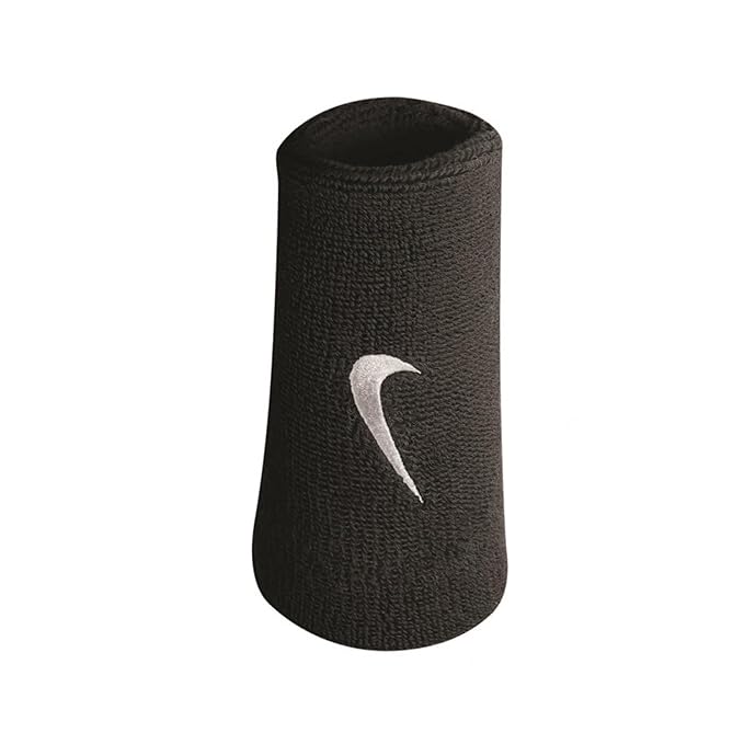 Refurbished Nike Swoosh DOUBLEWIDE Wristbands  (Black/White)