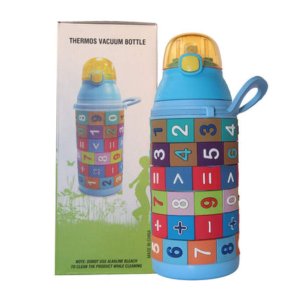 R2K 350 ML Stainless Steel Thermos and Sipper Bottle for Kids School with Math Twist For Playing ( Blue )