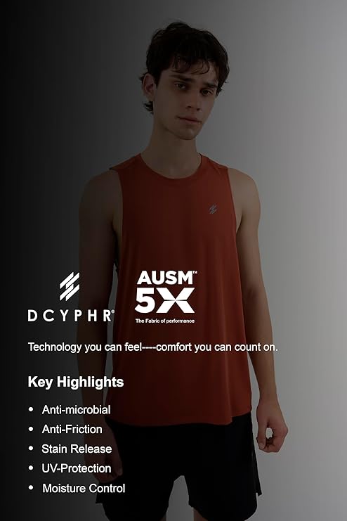 DCYPHR Men's AUSM5X™ Mesh Tank Top- Burnt Orange
