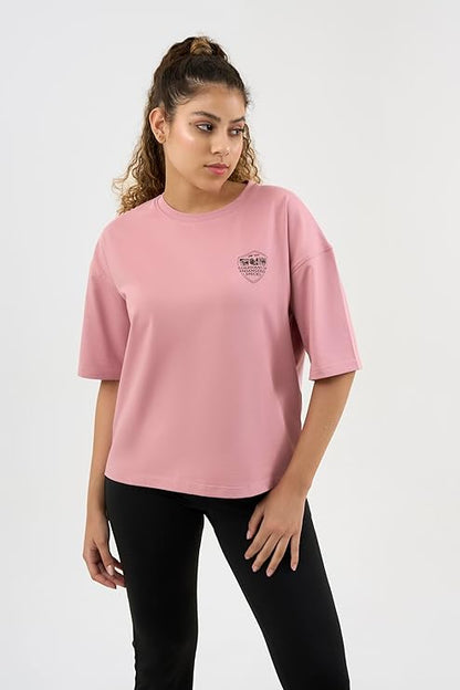 DCYPHR Discovery Women's Snow Leopard Graphic Tee- Dusk Pink