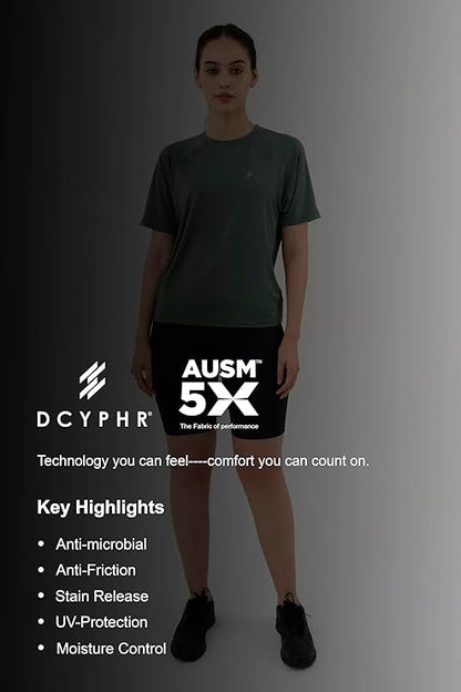 DCYPHR Women's AUSM5X™ Raglan Tee- Deep Emerald